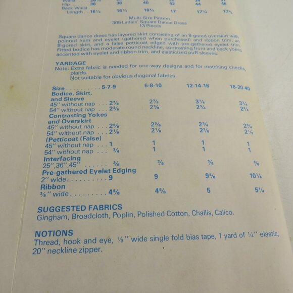 VTG Authenic Pattern Inc #309 Large Full Square Dancing Circle Skirt Pointed Hem - Picture 9 of 12